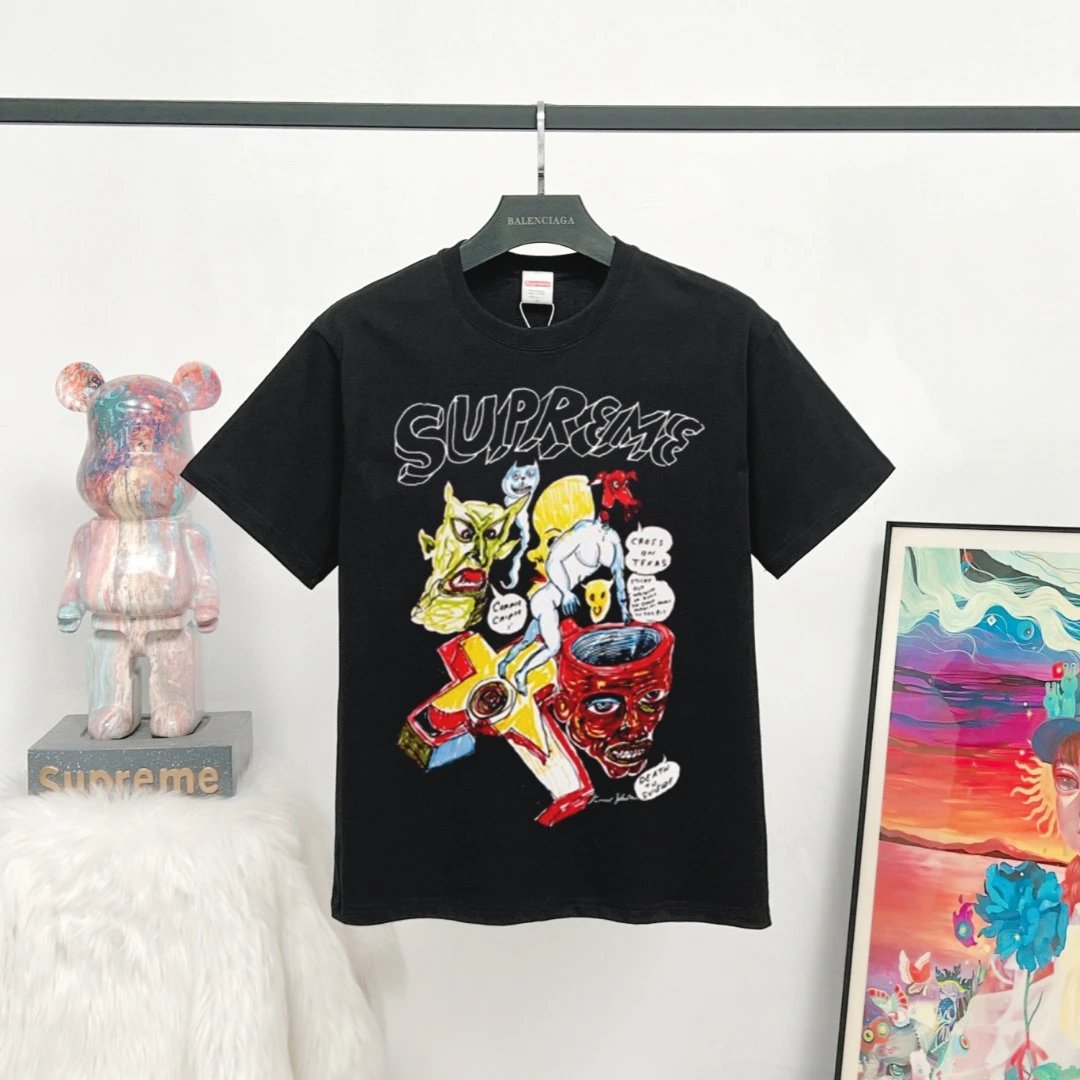 Supreme x Graffiti Collab Street Style Black T-Shirt