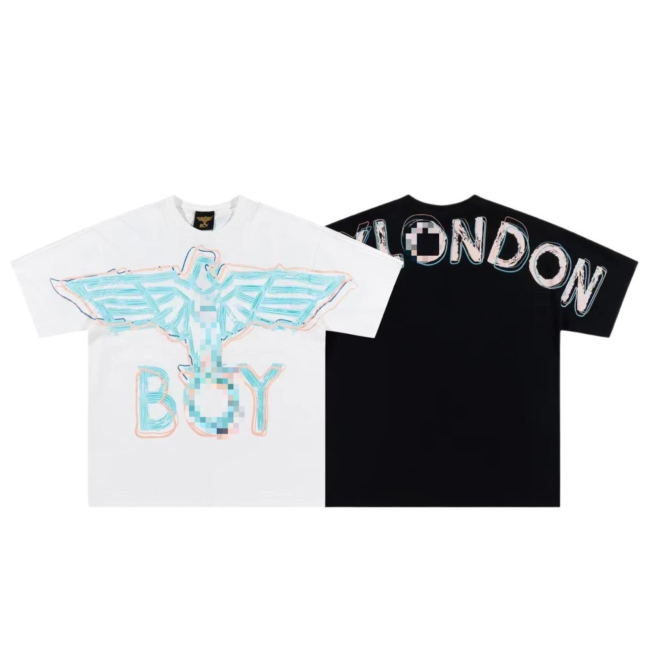 BOY Flying Eagle Graffiti Street Style Two-Tone Short Sleeve T-Shirt
