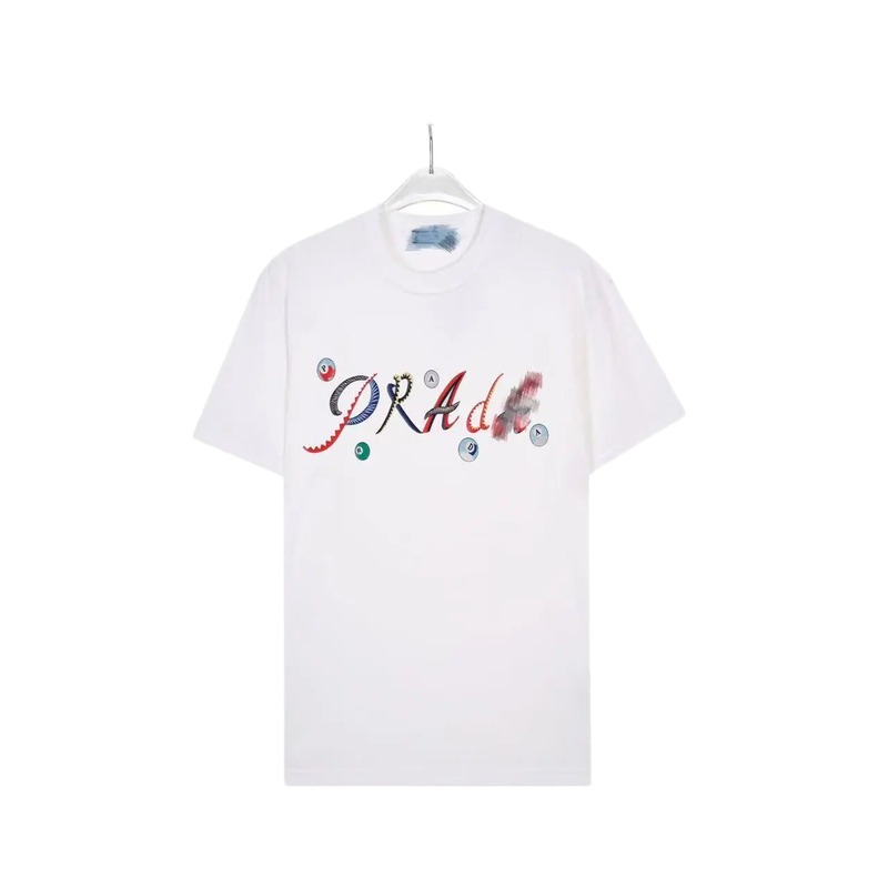 Prada Street Style White Short-sleeve T-shirt with Colorful Print