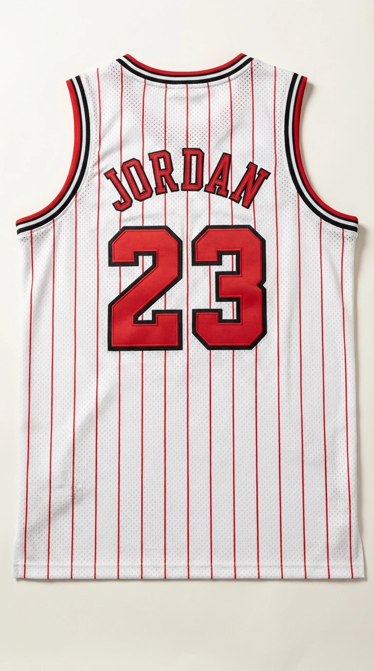 The retro white and red jersey of the Michael Jordan