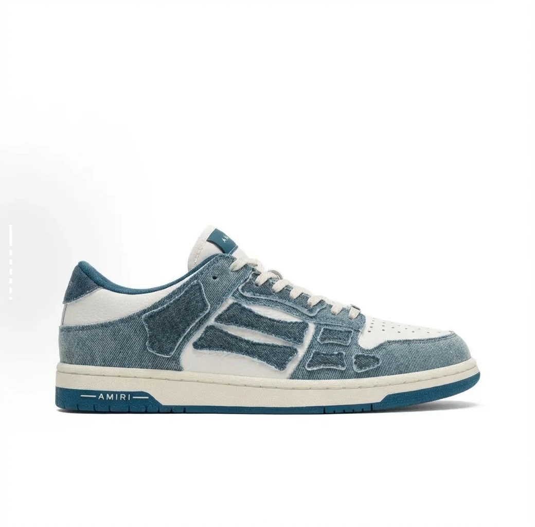AMIRI Denim Style Blue and White Sneakers