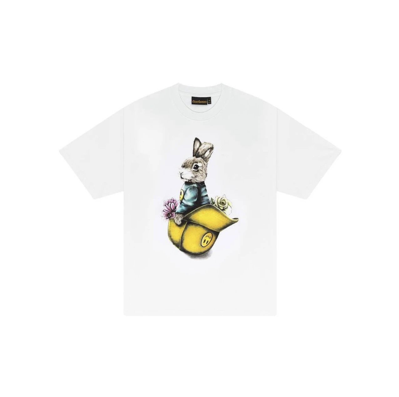 DREW Rabbit Print Street Style White Short-sleeve T-shirt