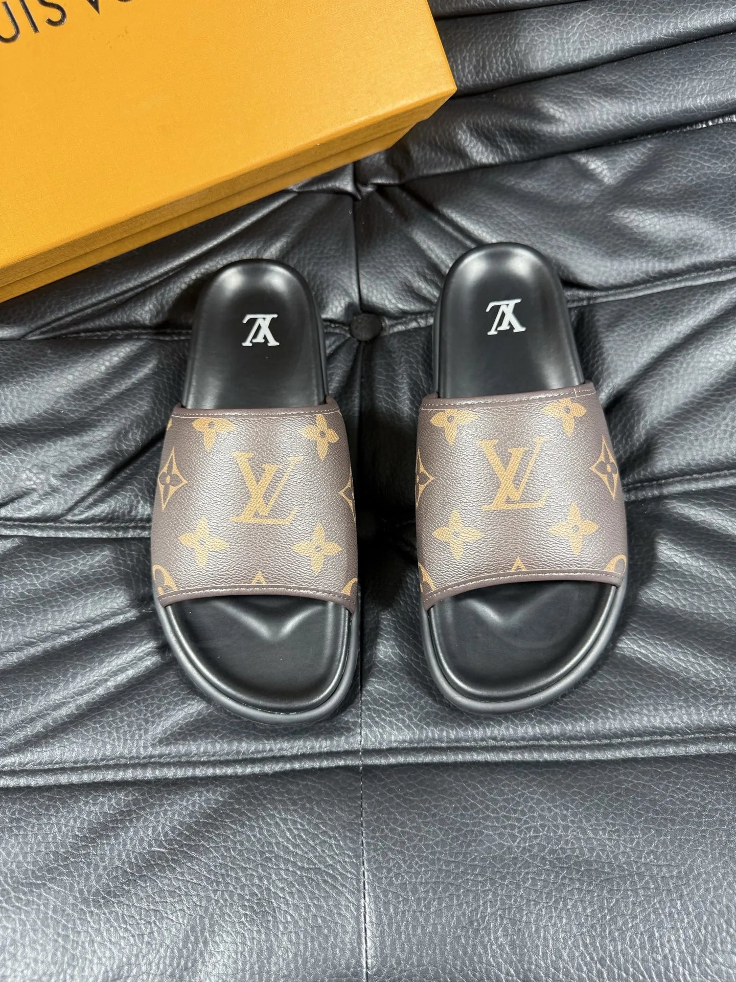 Louis Vuitton Monogram Light Luxury Style Brown Slides
