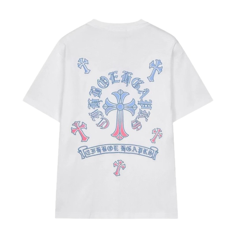 Chrome Hearts Cross Print Trendy Street Style White Short-sleeve T-shirt