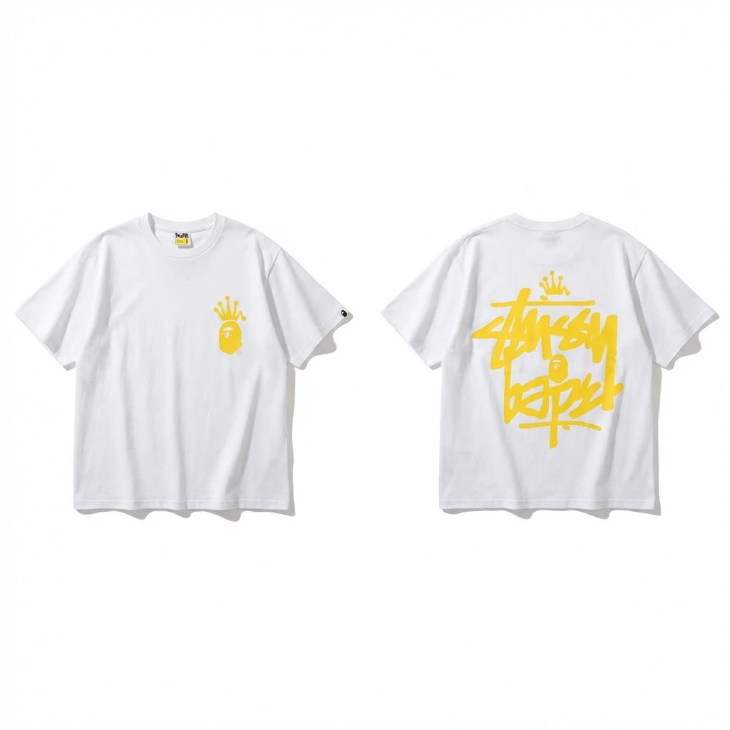 Bape Crown Series Graffiti Style White T-shirt