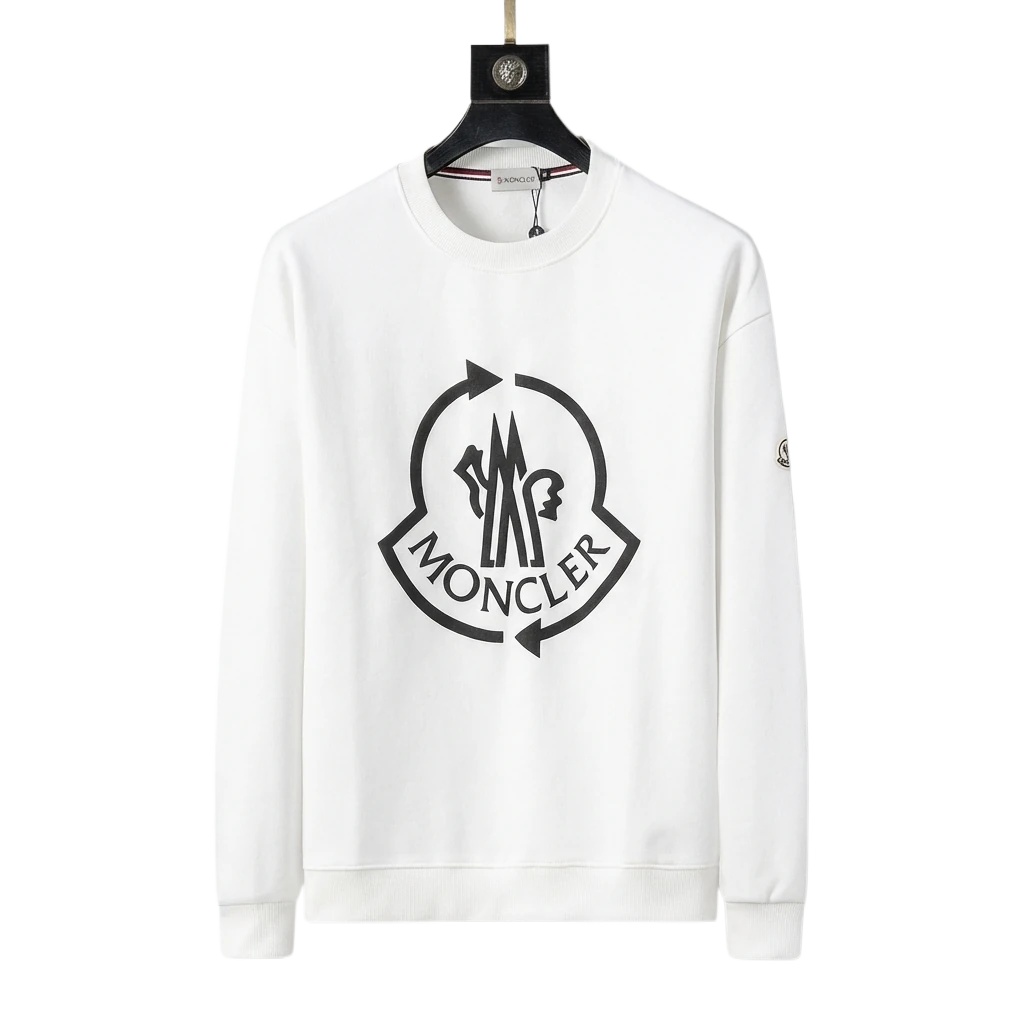 Moncler Round - neck Trendy and Cool White Sweatshirt