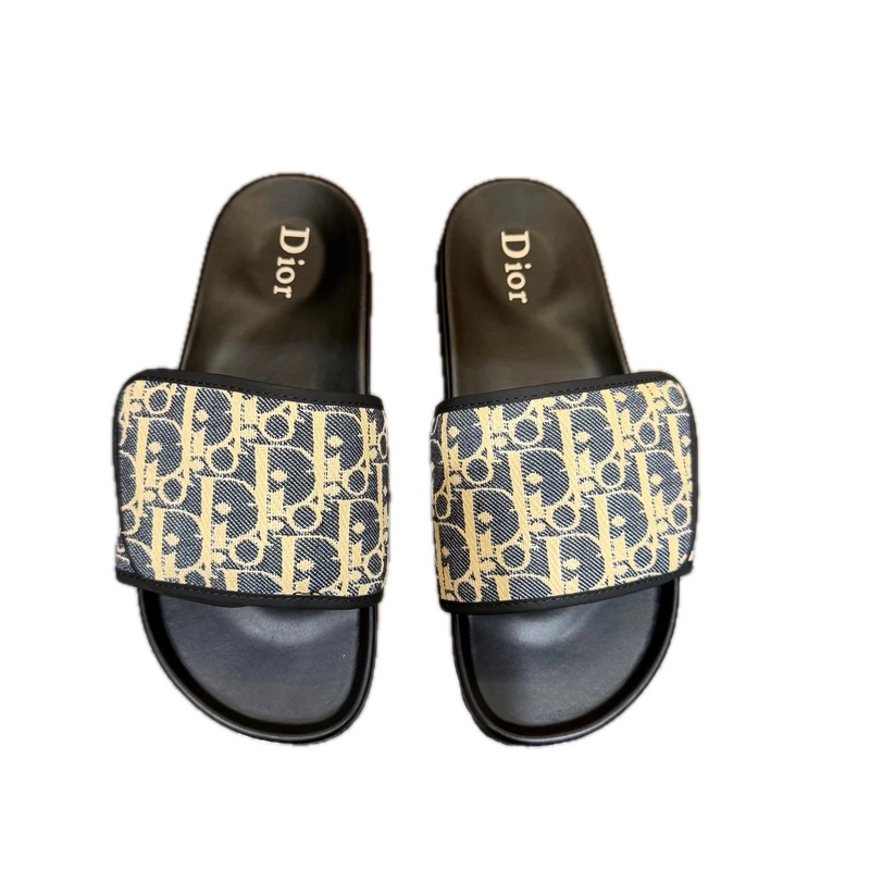 Dior Vintage-style Monogram Colorblock Slide Sandals