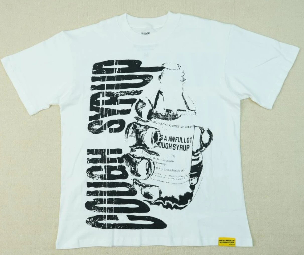 ALOCS Syrup Print Street Style White T-Shirt