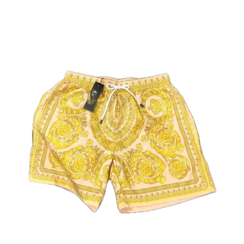 Versace Baroque Luxury Style Yellow Casual Shorts