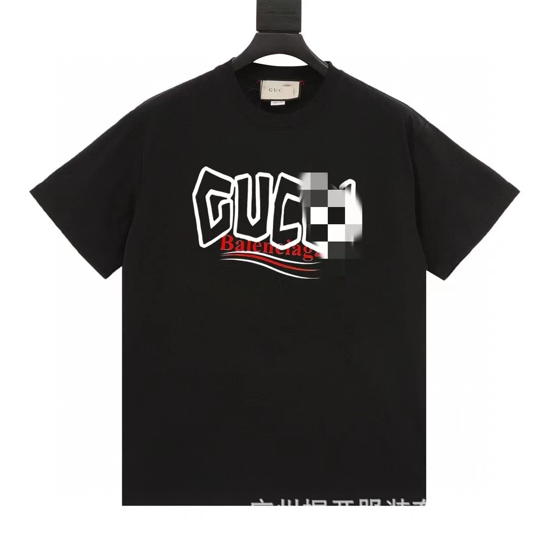 Balenciaga Co-branded Graffiti-style Black T-shirt