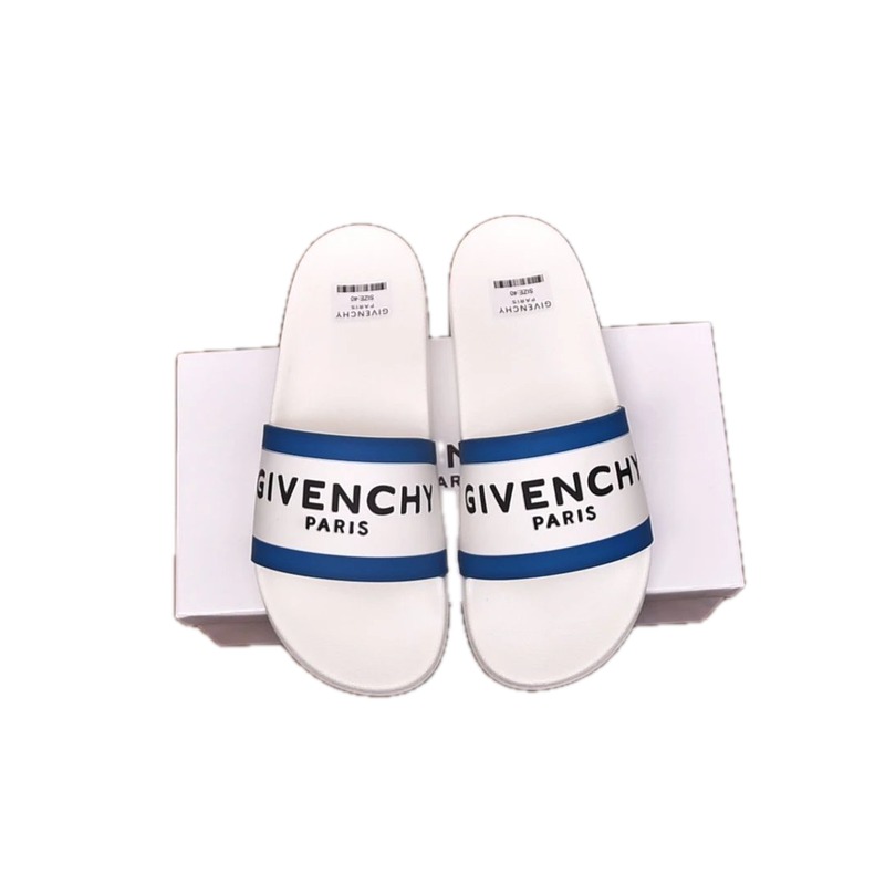 Givenchy Classic Letter Light Luxury Style White and Blue Slippers
