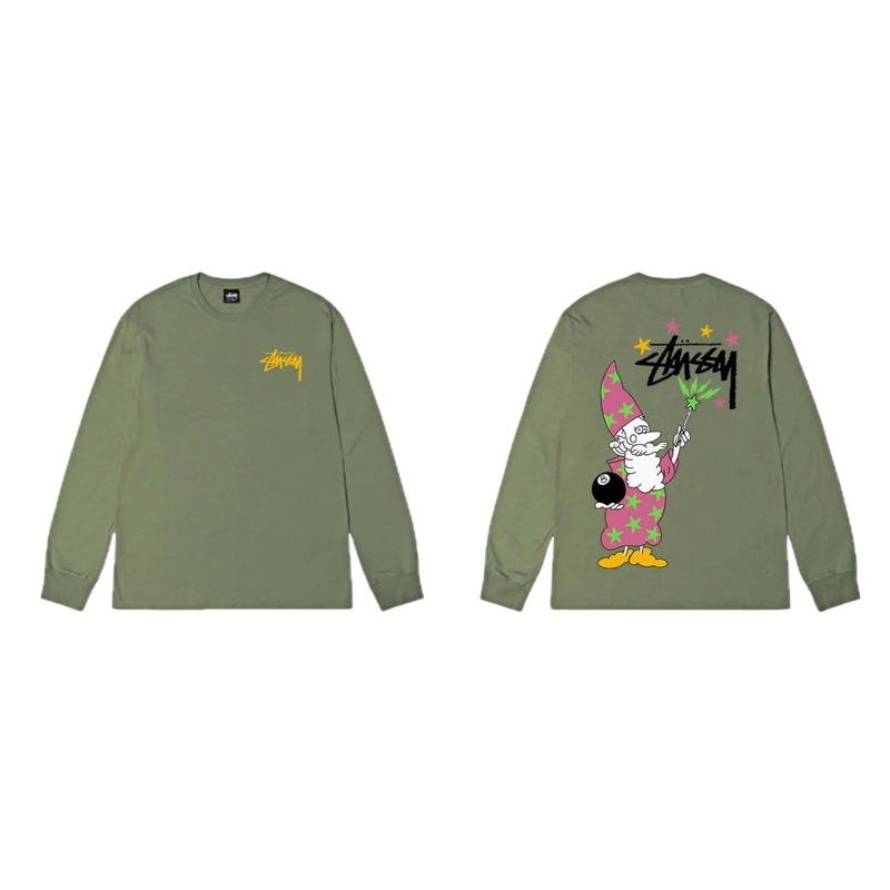 Stussy Cartoon Fun Style Olive Green Sweatshirt