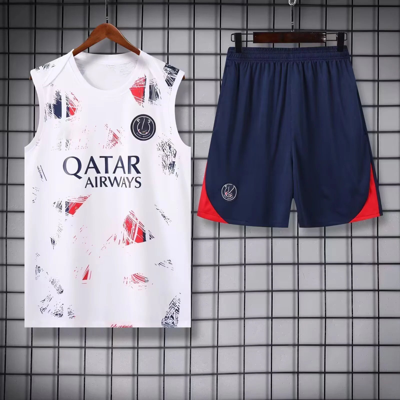 Real Madrid Premium Style Training jersey set Navy Sleeveless Top for Minimal Outfits