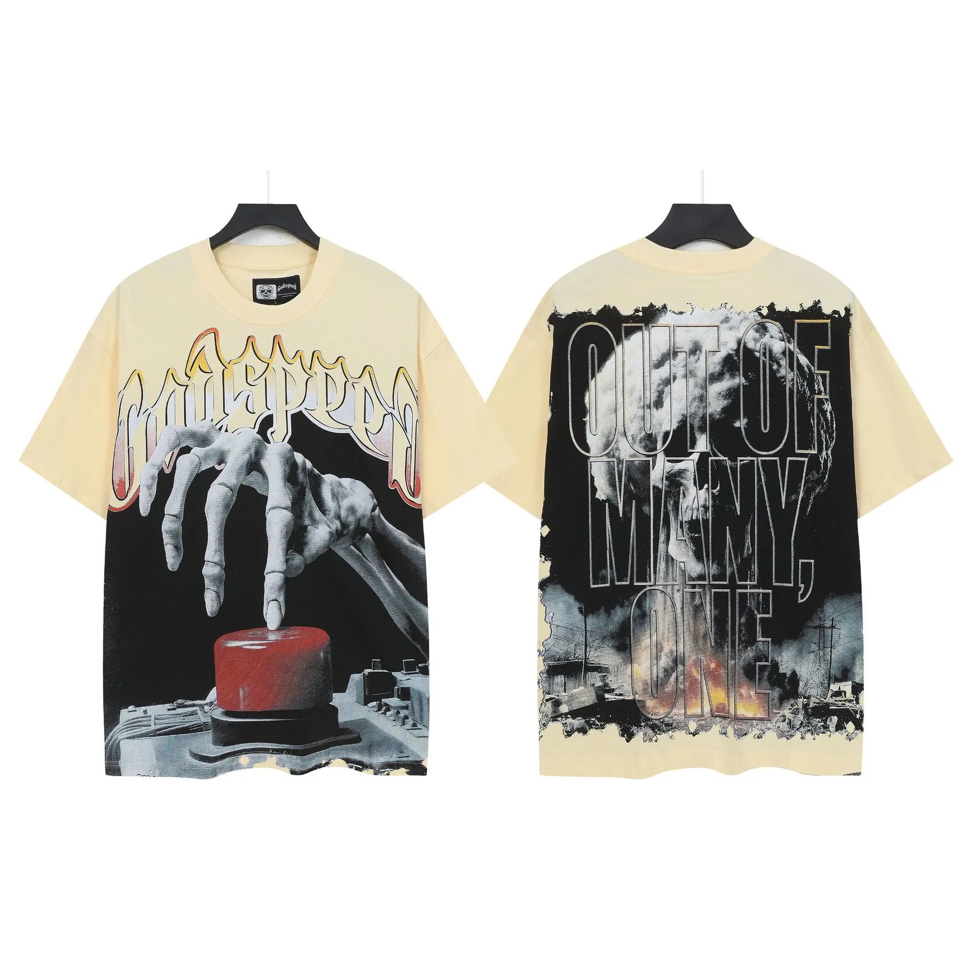 Godspeed Skull Print Street Style Beige T-Shirt