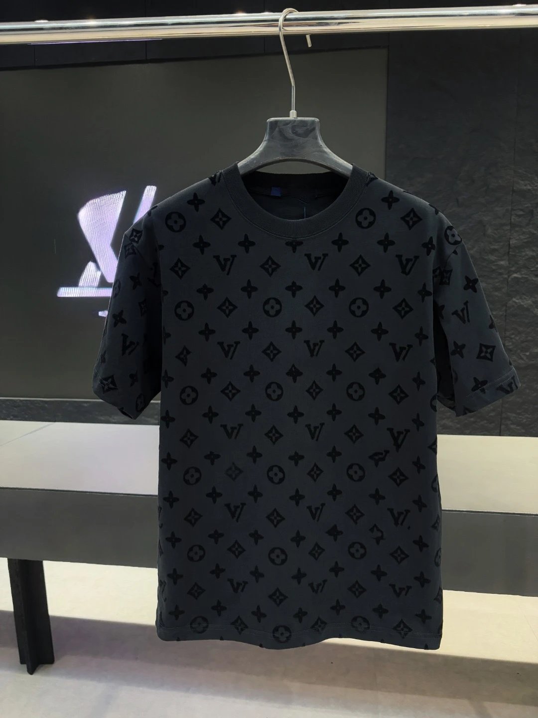 Louis Vuitton Monogram Streetwear Style Charcoal Grey Short-sleeve T-shirt