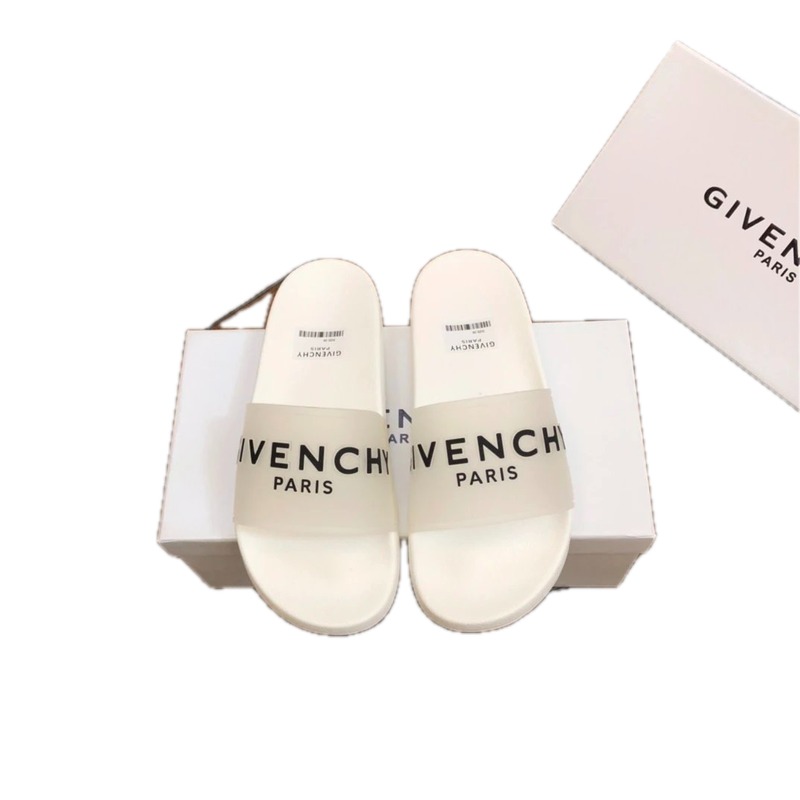 Givenchy Letter-Print Casual Style White Slide Sandals