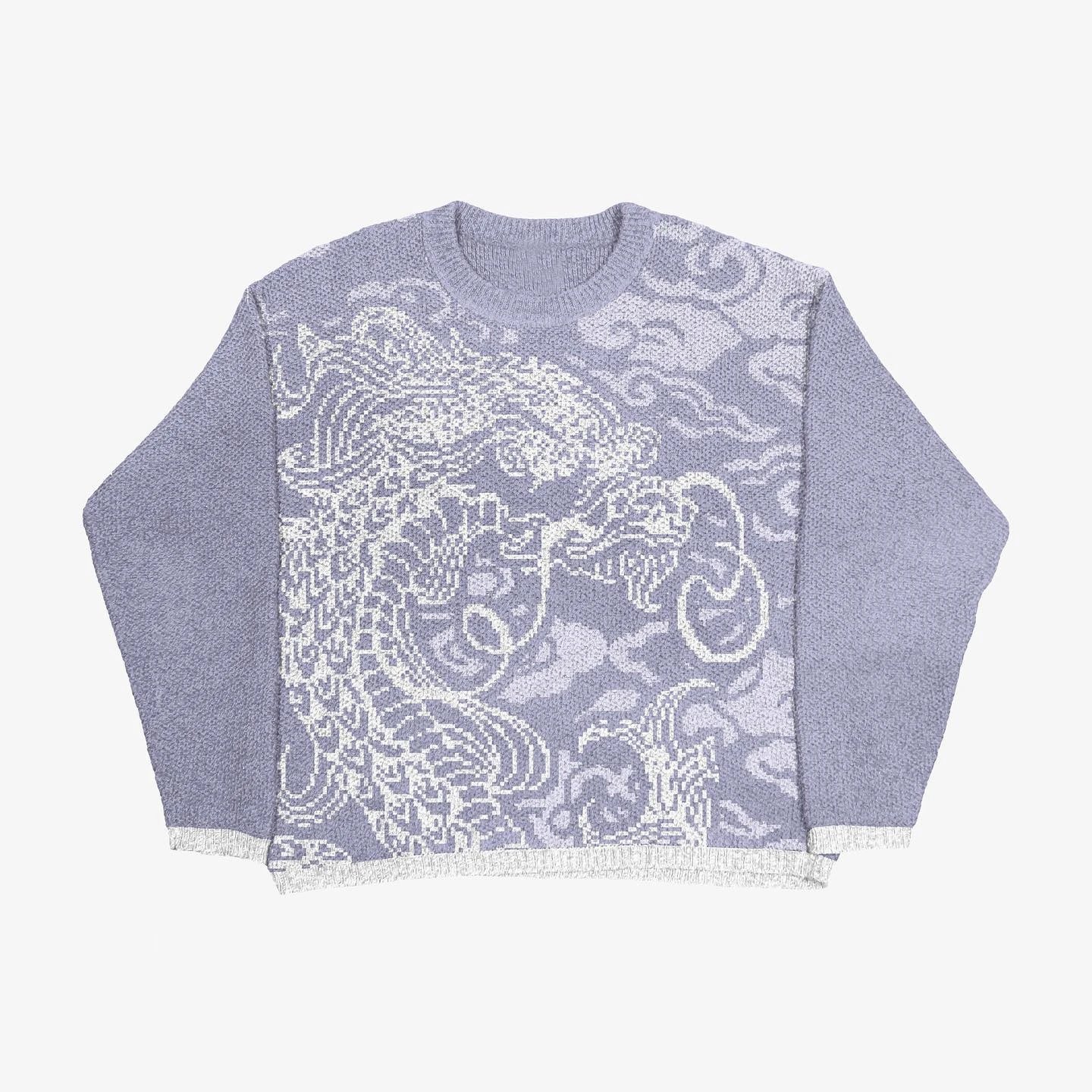 Daily Anime graphic sweater Black Knit Top with Visual Detail