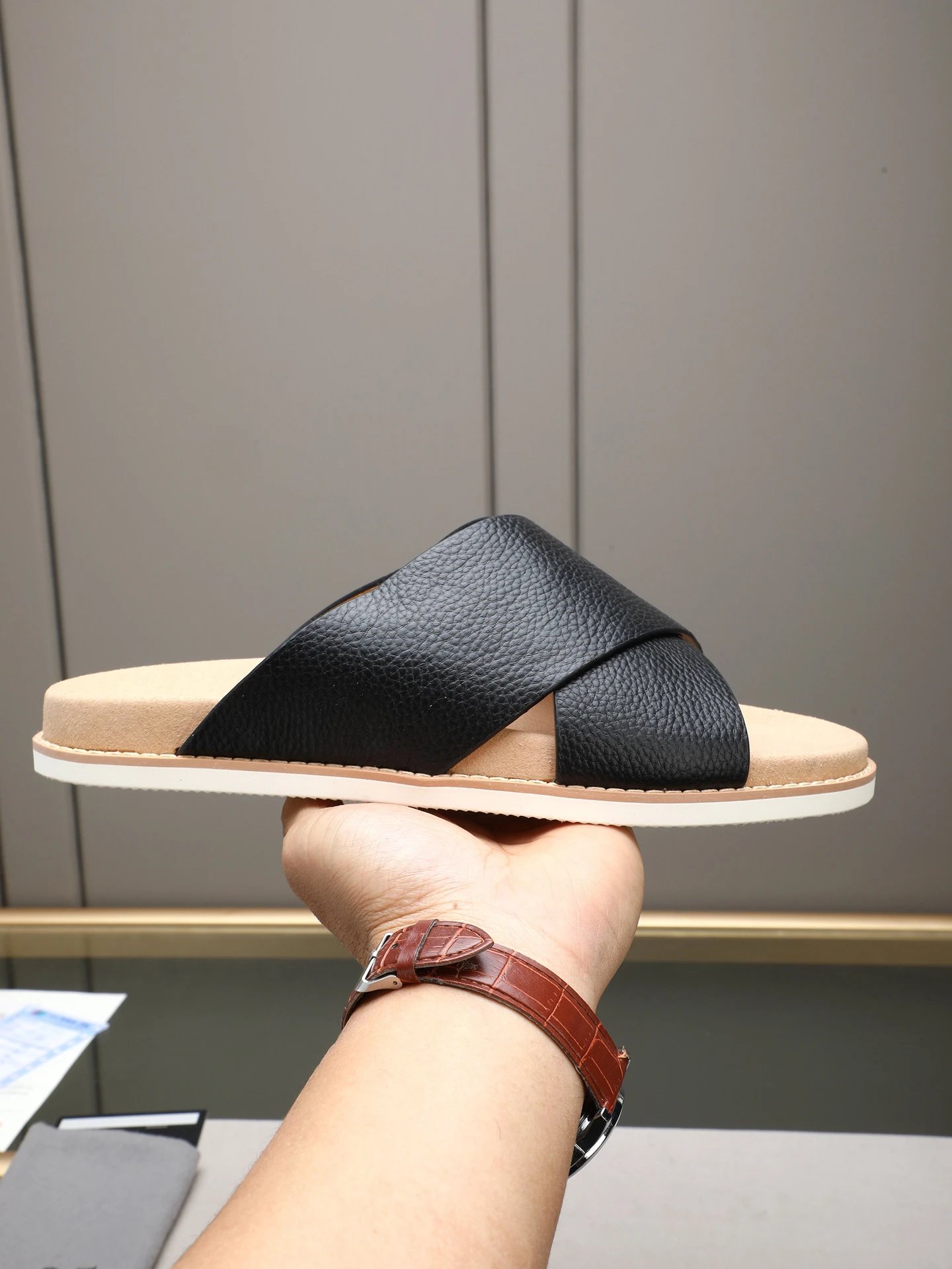 Brunello Cucinelli Casual-style Black Slide Sandals