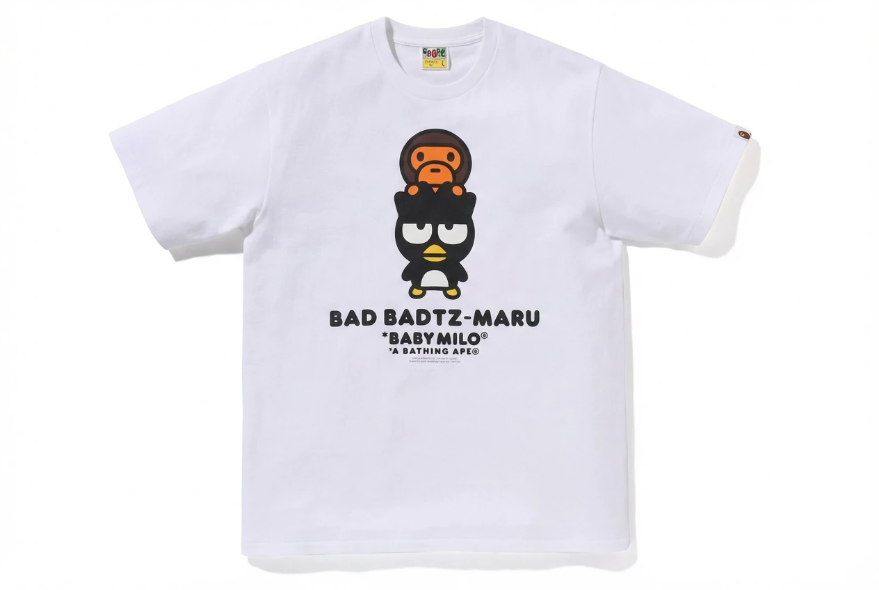 Bape cartoon - printed white T - shirt