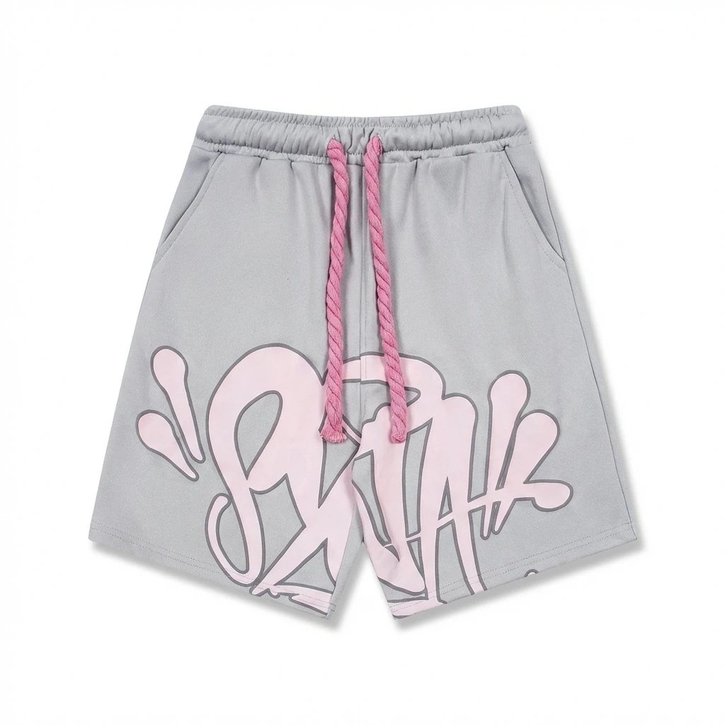 SynaWorld Graffiti-style Grey Shorts