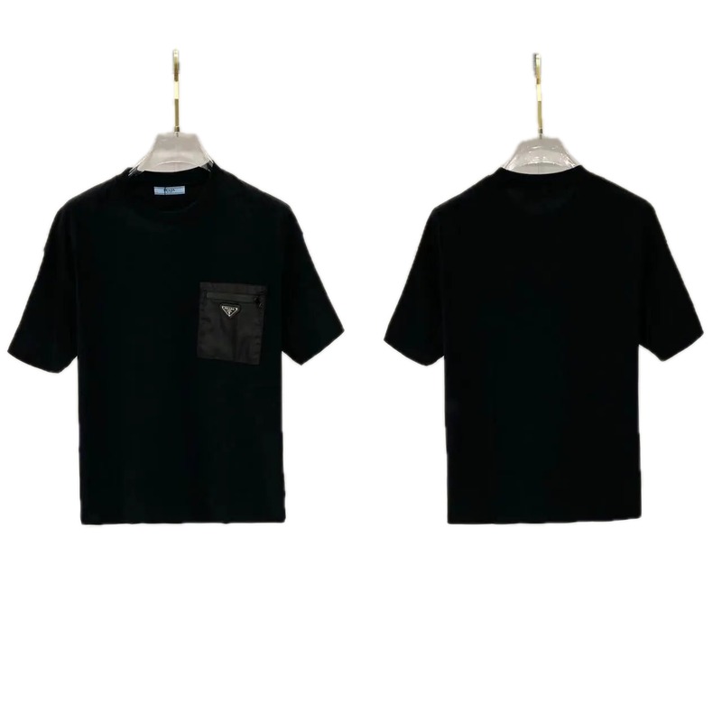 Prada Triangle Logo Minimalist Style Black Short-sleeve T-shirt