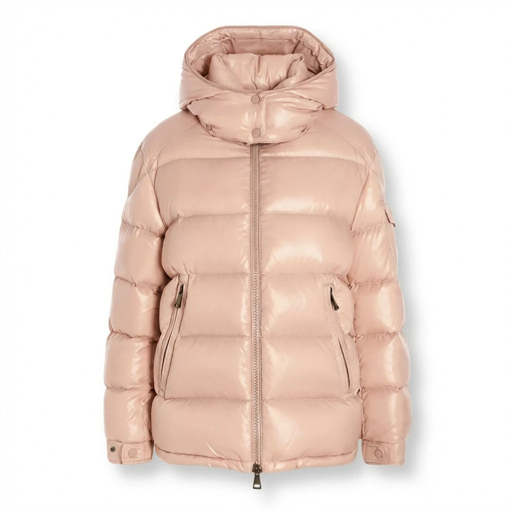 Moncler shiny casual pink down jacket