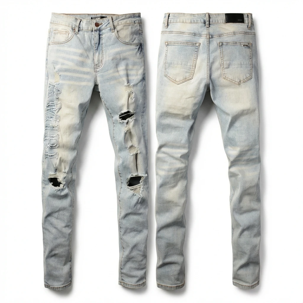 AMI Ripped Trendy Brand Jeans
