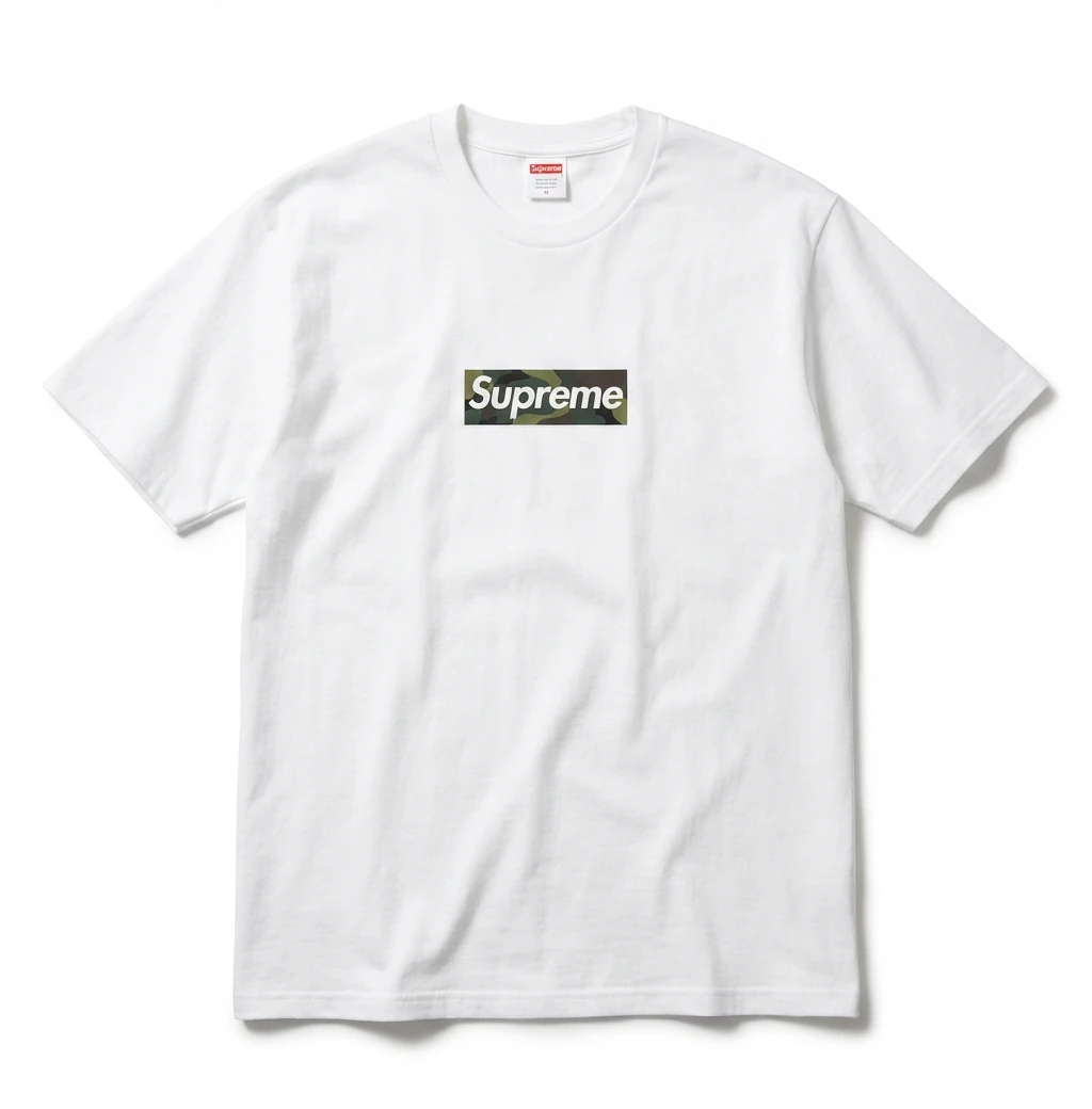 Supreme camouflage style white T-shirt