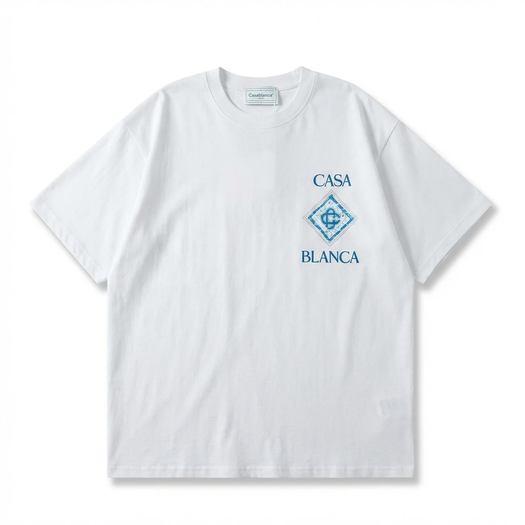 Casablanca Blue and White Minimalist Style T-shirt