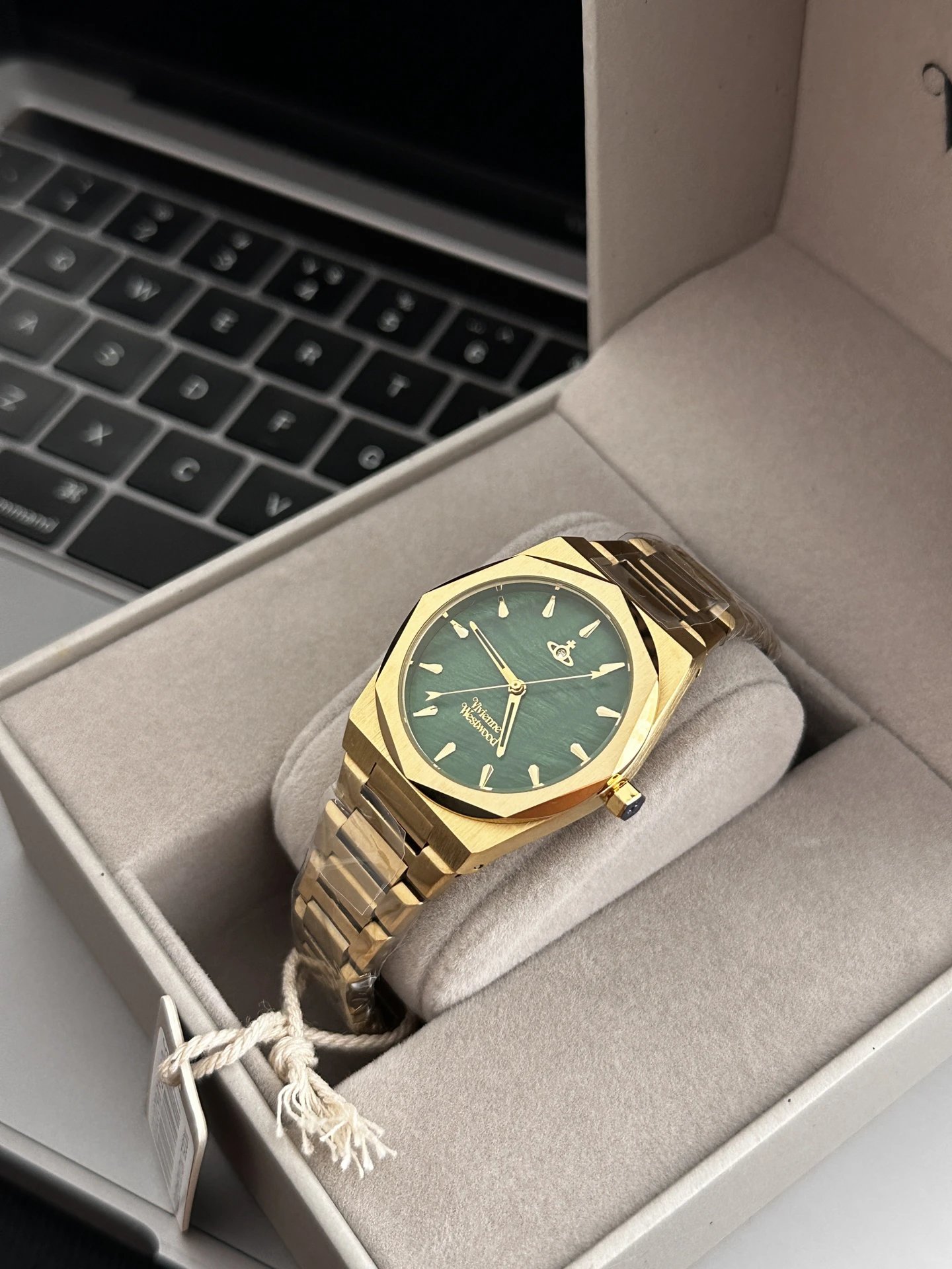 Rolex Watch with Green Dial Gold-tone Watch in Detail