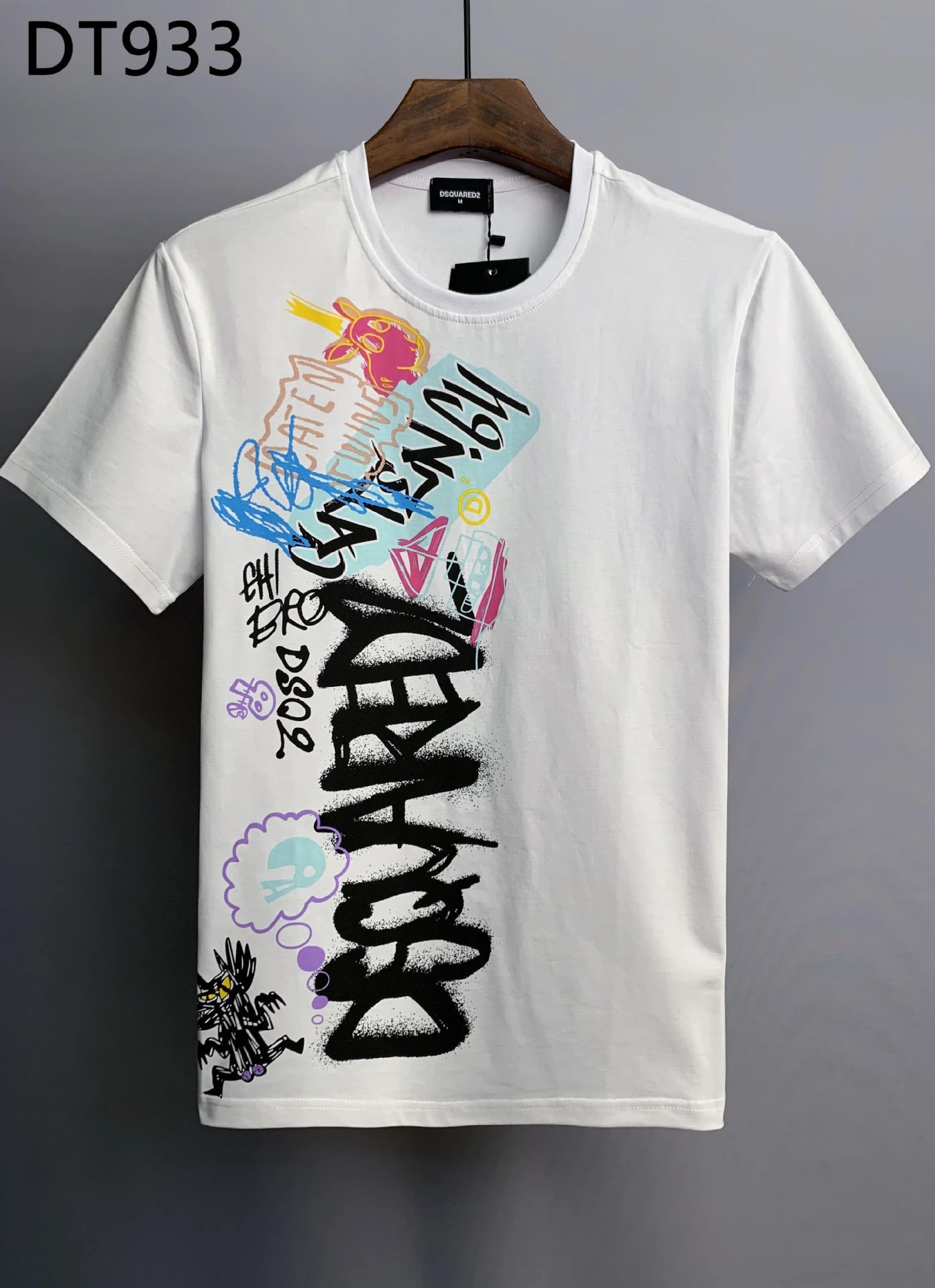 DSQ Graffiti Street Style White Short-sleeve T-shirt