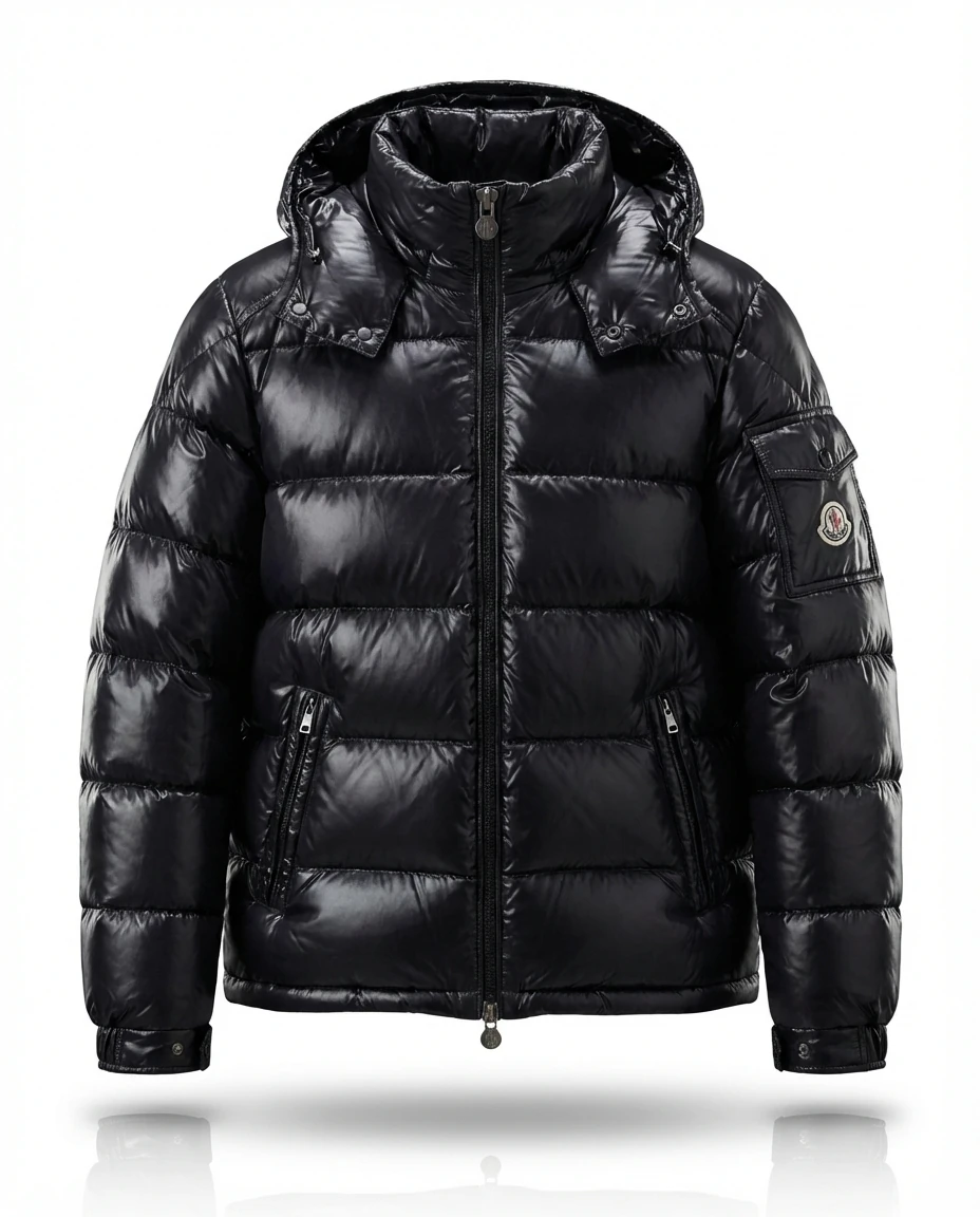 Moncler shiny black down jacket