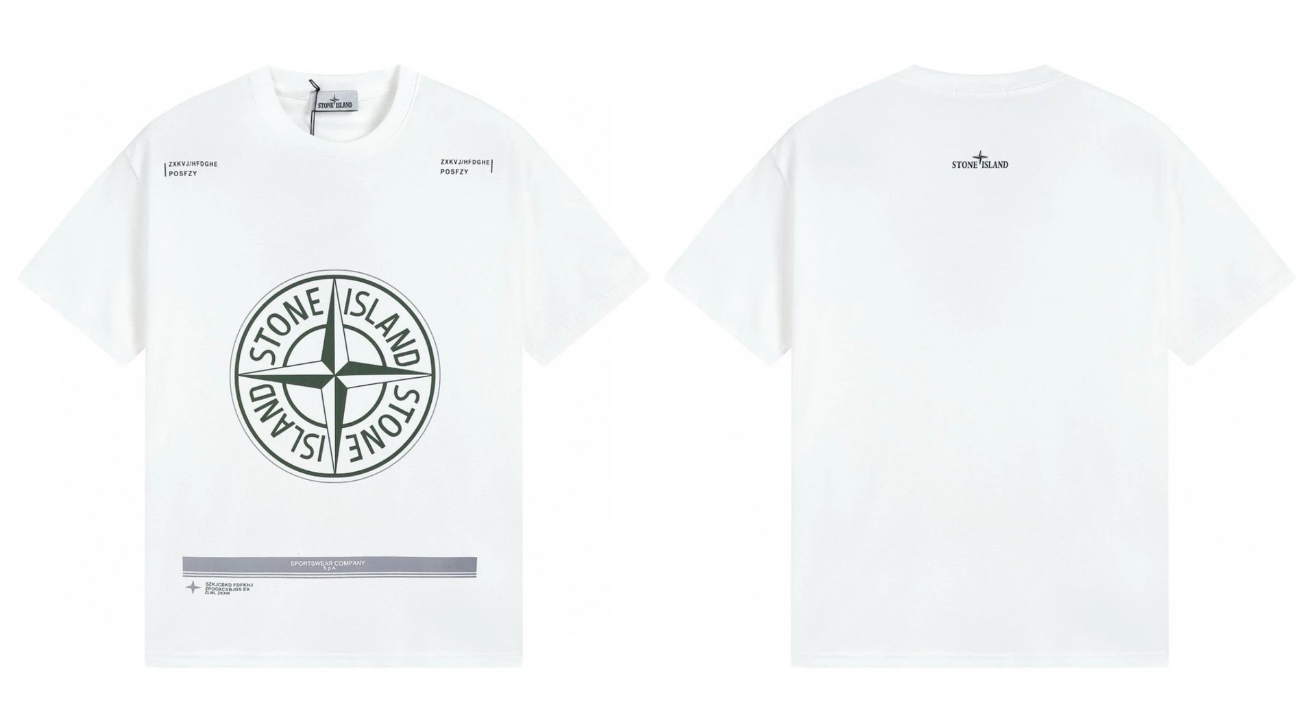 Stone Island Compass Print Casual Style White Short-sleeve T-shirt