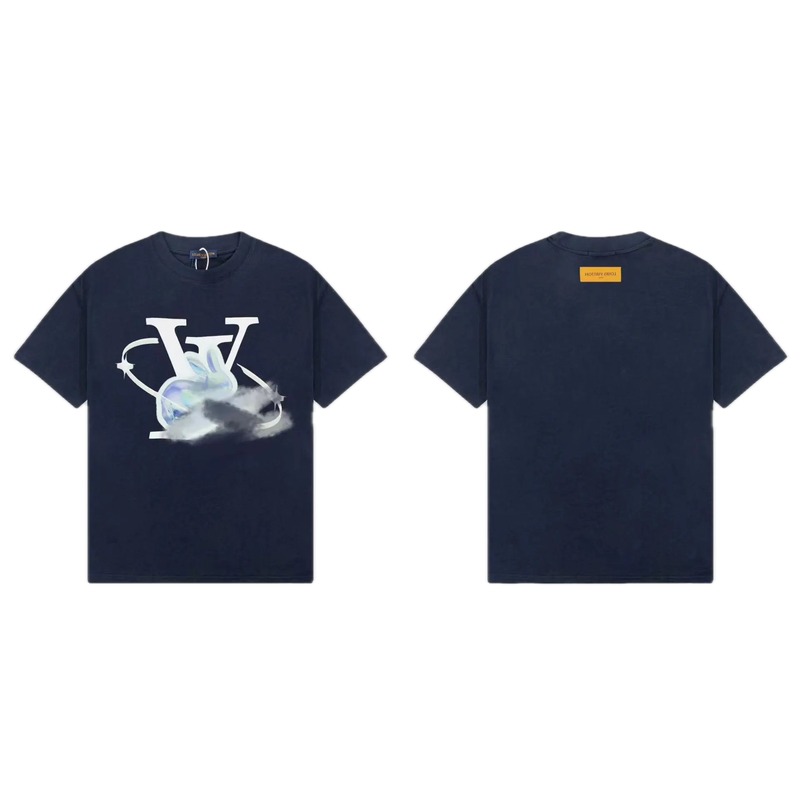 Louis Vuitton Year of the Rabbit Trendy Navy Blue Short Sleeve T-Shirt