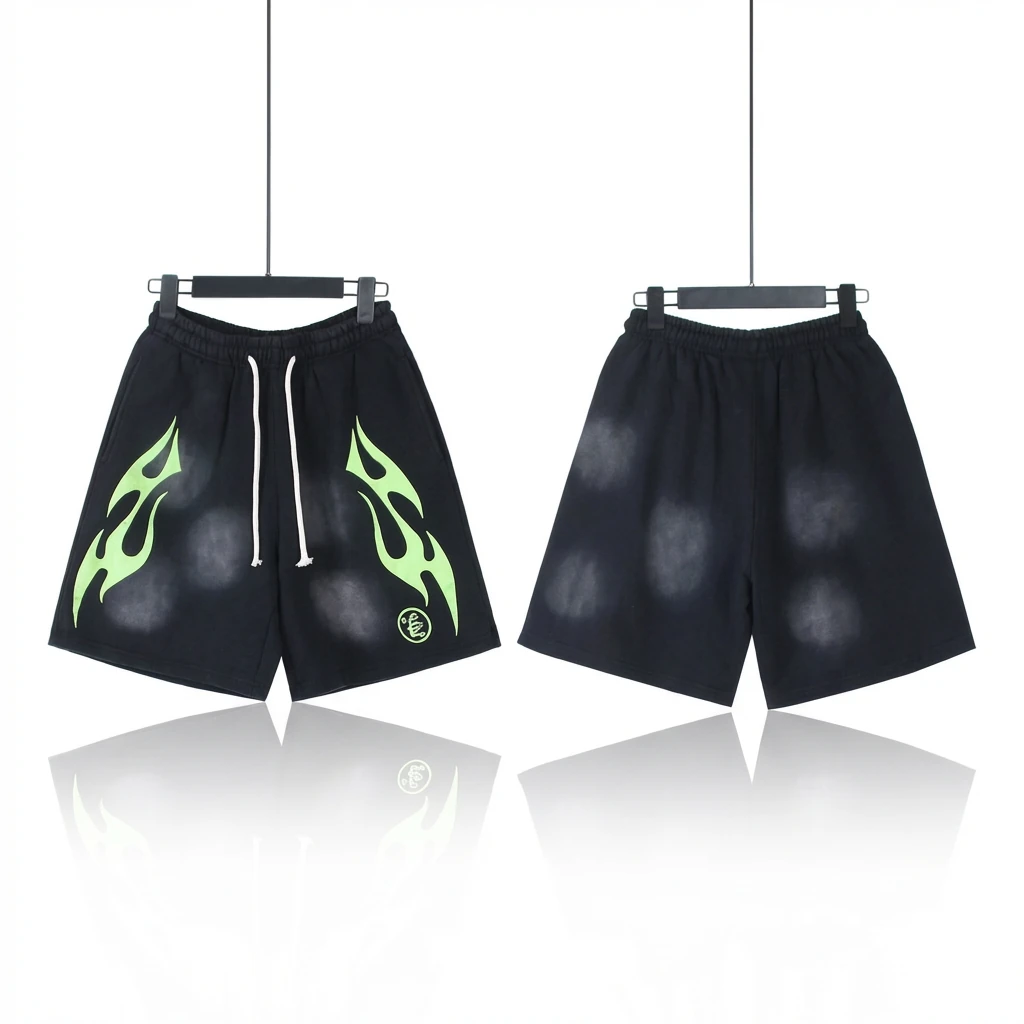 Hellstar Flame Wind Black Shorts