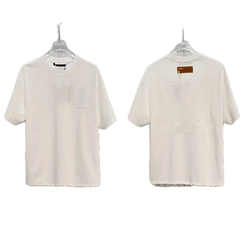 Louis Vuitton Embossed Minimalist Style White Short-sleeve T-shirt