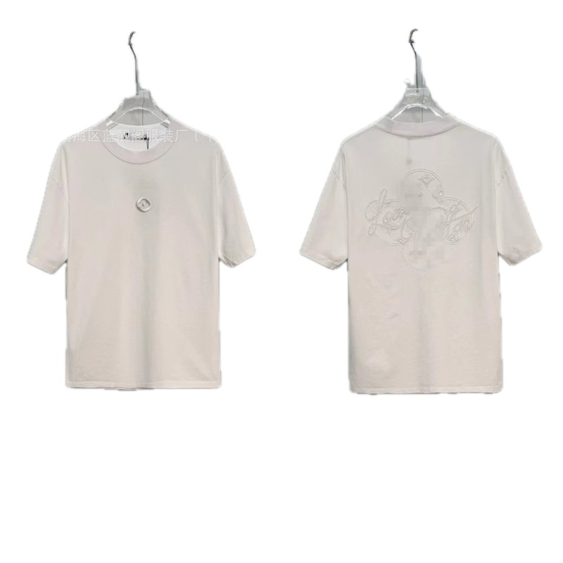 Louis Vuitton Monogram Embroidered Trendy Style White T-Shirt