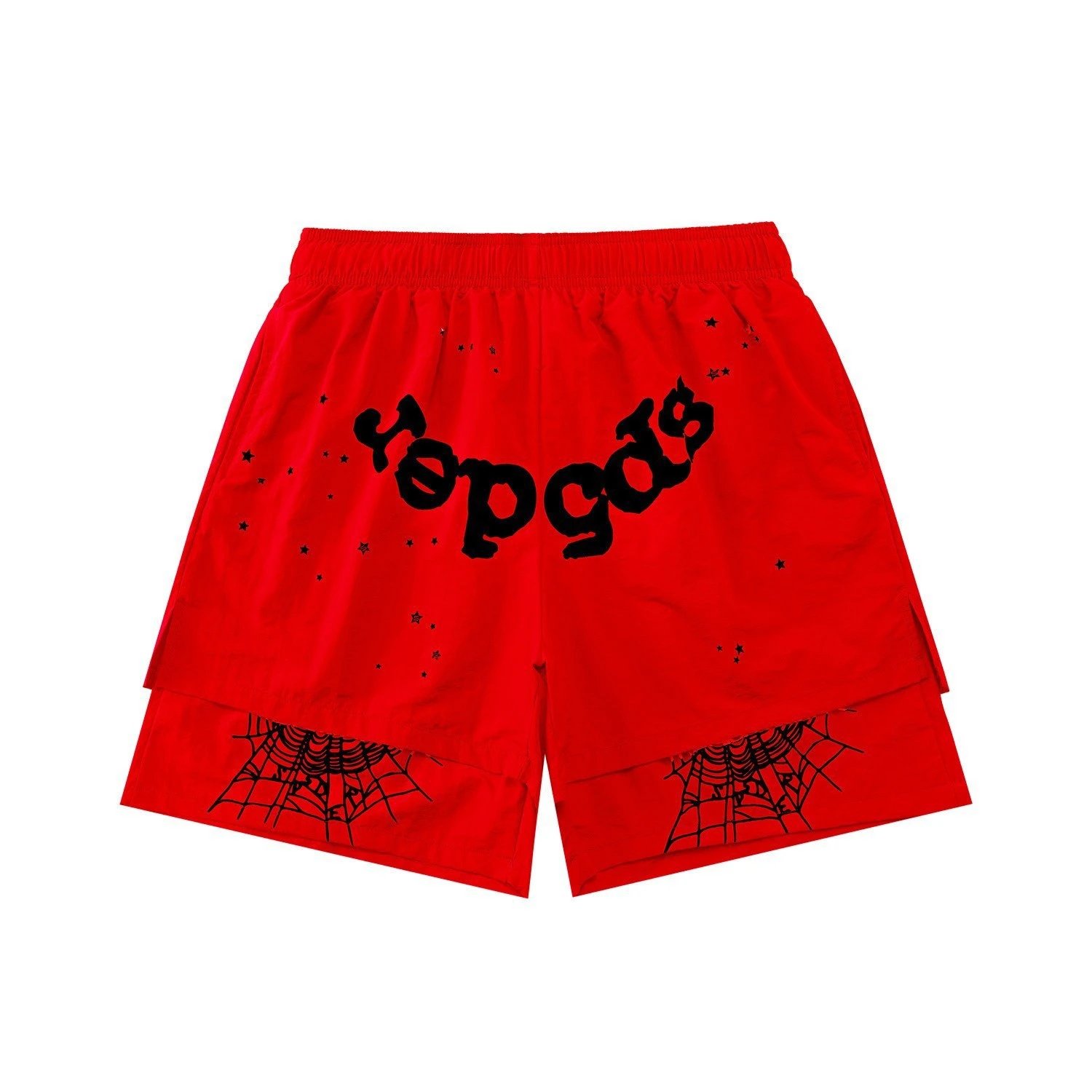 Sp5der Letter Print Trendy Brand Red Shorts