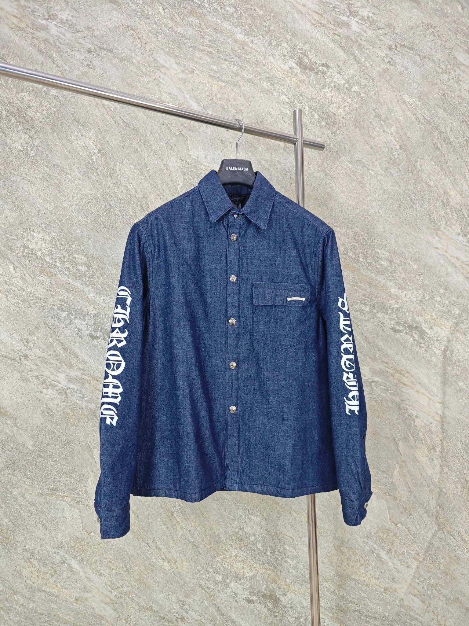 Indigo Blue Chrome Hearts Denim Overshirt - Resort Edit