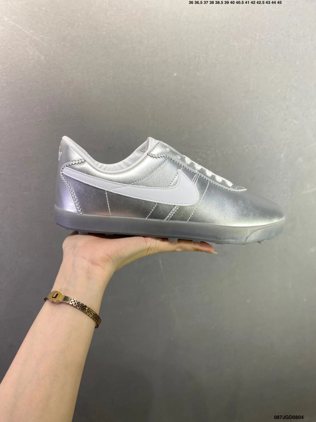 Nike Metallic Silver Low-Top Sneakers and Tonal Toe Panel