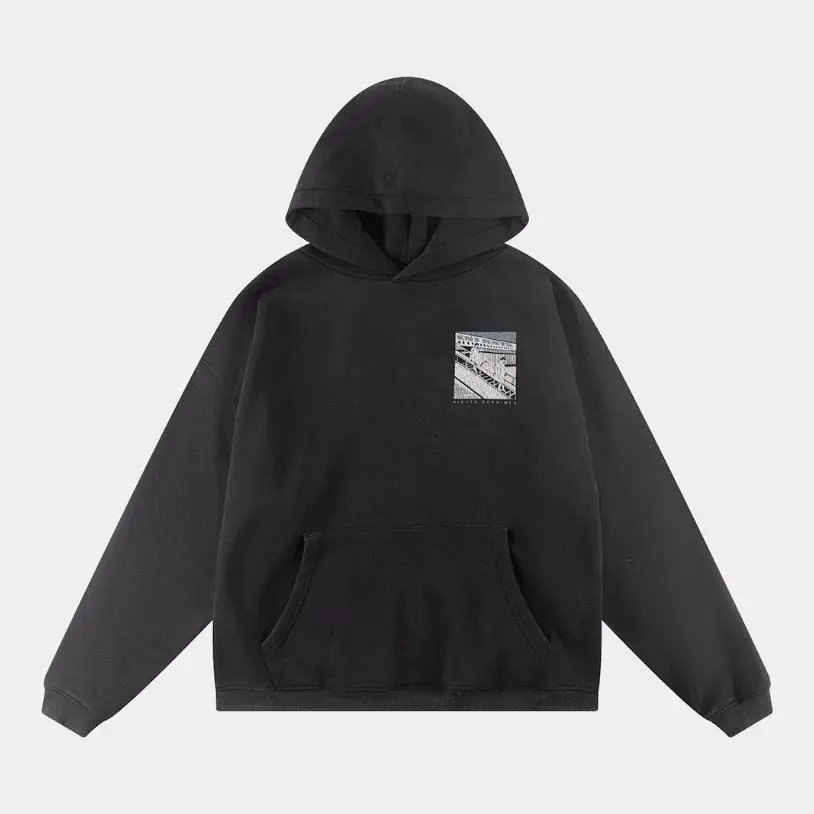 Bold Print Direction Graphic Zip Hoodie Commuter Look