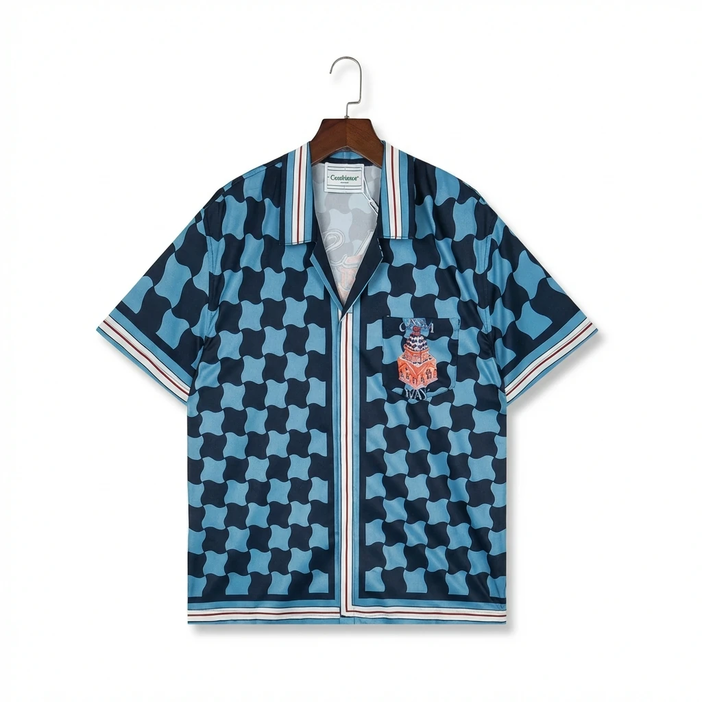 Casablanca checkered retro-style blue shirt