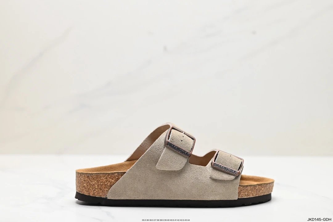 BIRKENSTOCK Double-Buckle Casual Sand-colored Slide Slippers