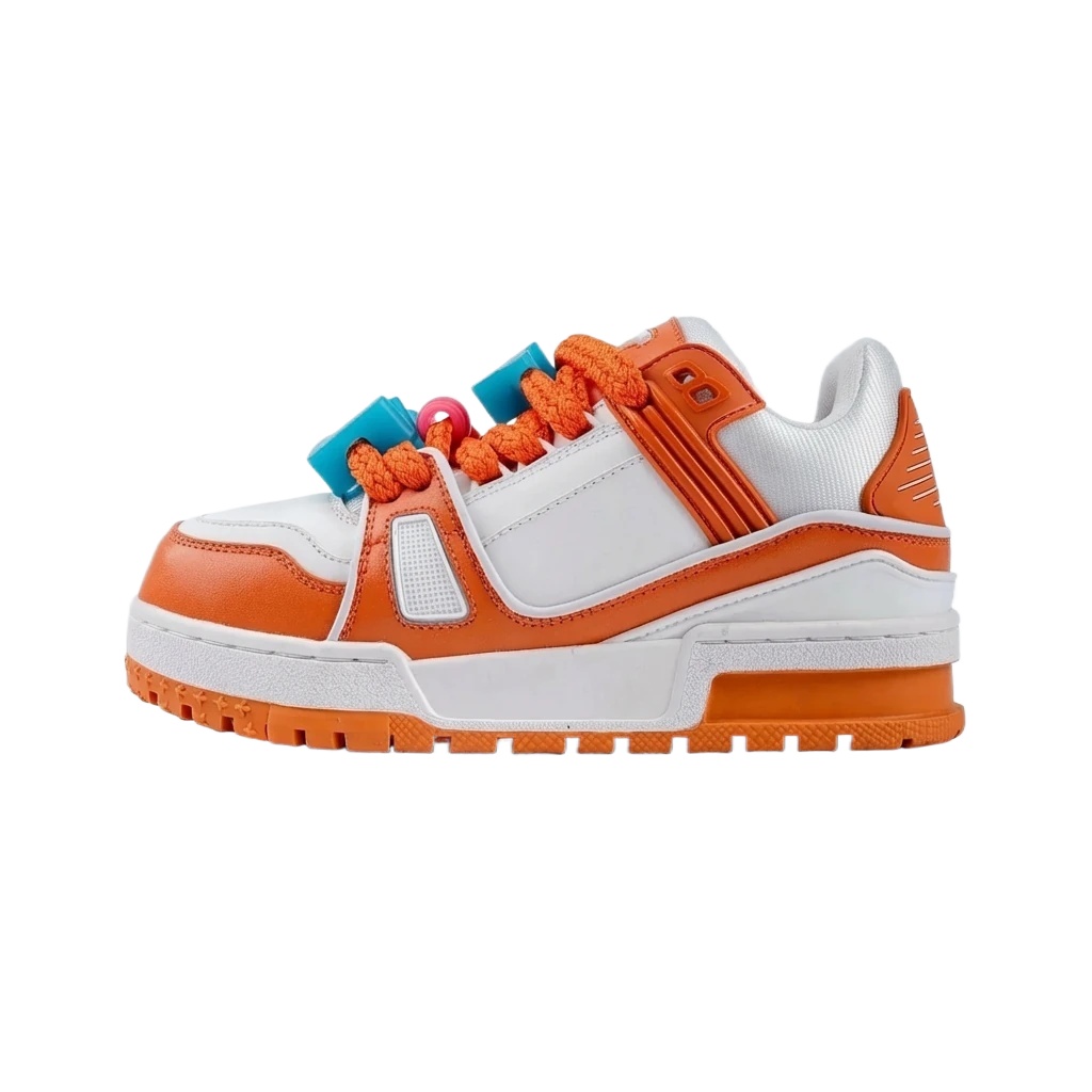 Louis Vuitton orange and white color - blocking sports shoes
