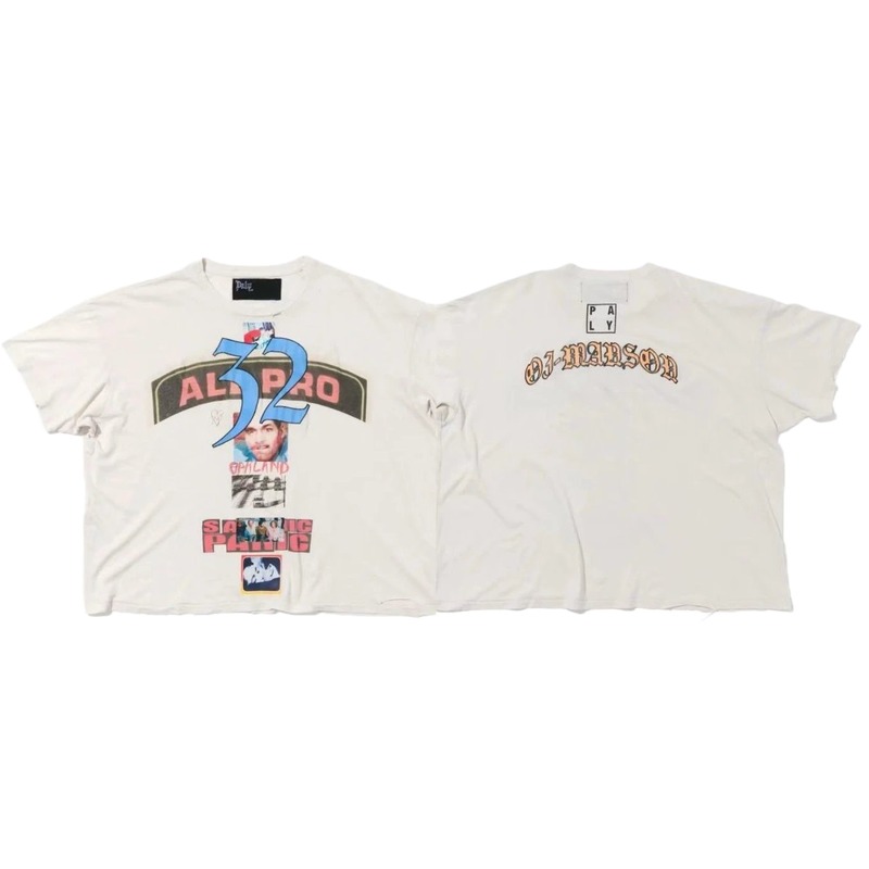 Paly Hollywood Portrait Print Vintage Off-white T-shirt