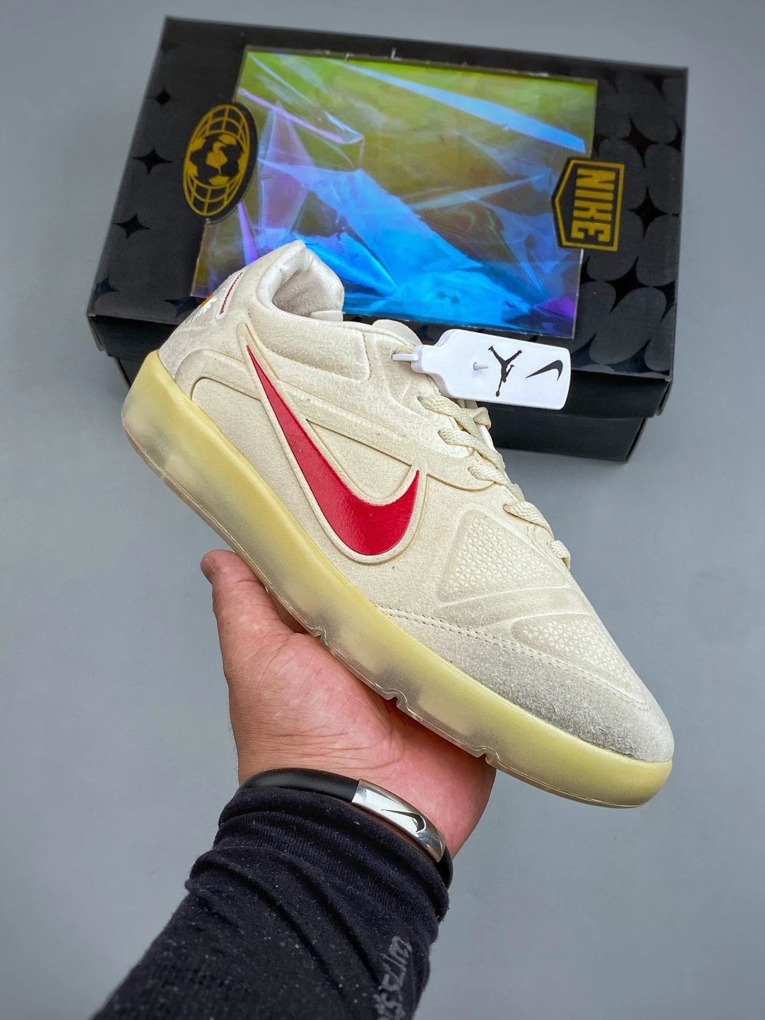 Nike Cream and Red Low-Top Sneakers, Padded Heel Collar