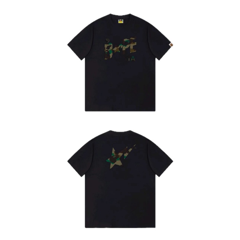Bape camouflage style black T-shirt