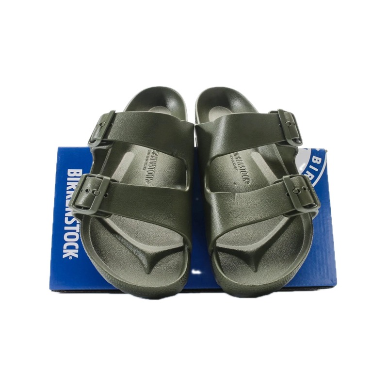 BIRKENSTOCK Double-Strap Casual Military Green Slide Sandals