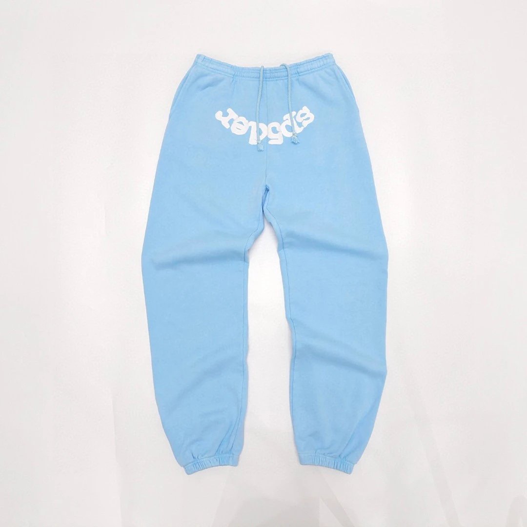 Sp5der White Wordmark And Gathered Cuffs Weekend Logo Sweatpants