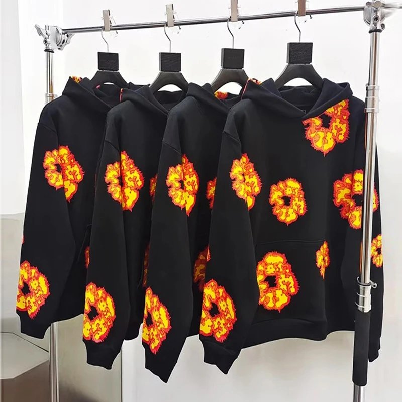 Black Flame Graphic Pullover Hoodie